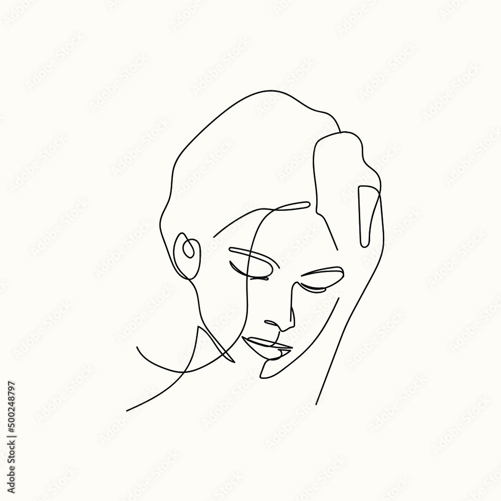 Woman minimal hand-drawn illustration. one-line style drawing Woman minimal hand-drawn illustration. one-line style drawing