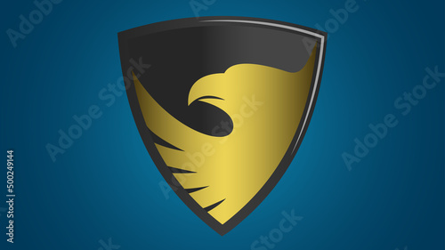 Shield with a golden eagle on a blue background