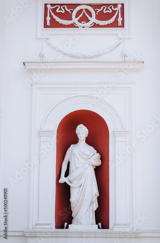 Sculpture, statue of the goddess Ceres in the city of Odessa in the country of Ukraine. Photography of architecture in Europe. photo