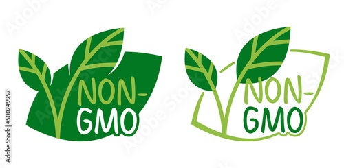 Non-GMO flat decorative badge - label with leaf