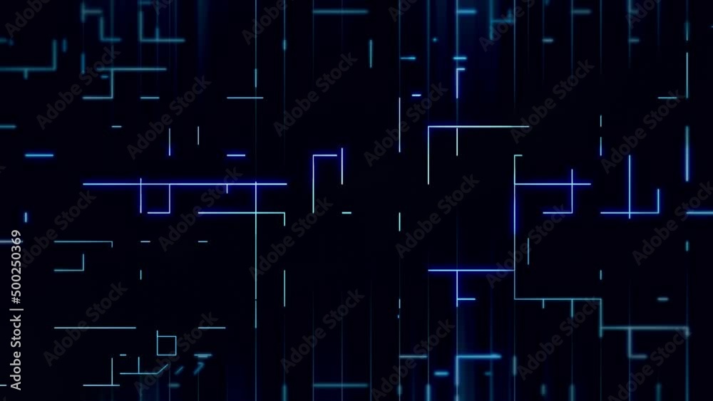 Line blue data center visualization of big data. Machine learning algorithms. Information analysis. Visual data infographic design. Background of the movement of science and technology. 4K Line blue data center visualization of big data. Machine learning algorithms. Information analysis. Visual data infographic design. Background of the movement of science and technology. 4K