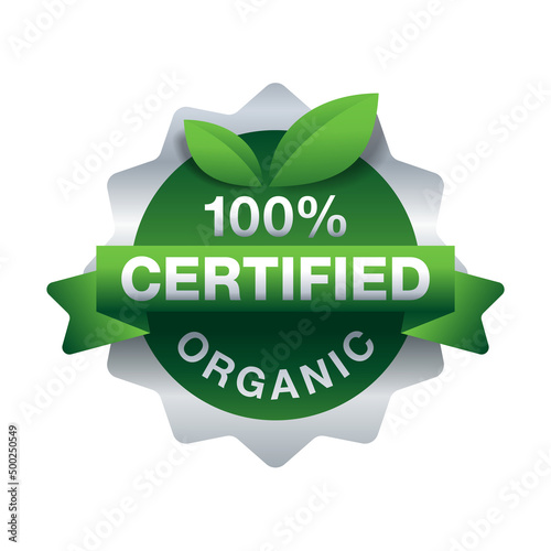 100 percent certified organic 3D stamp