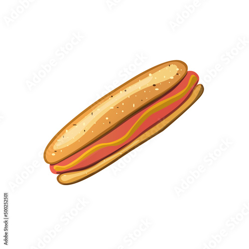 Hotdog. Vector isolated flat illustration fast food for poster  menus  brochure  web and icon fastfood.