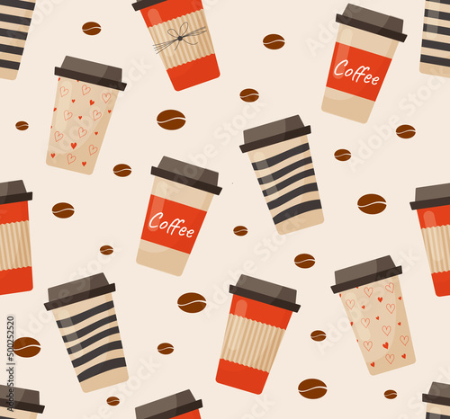 Coffee cup seamless pattern