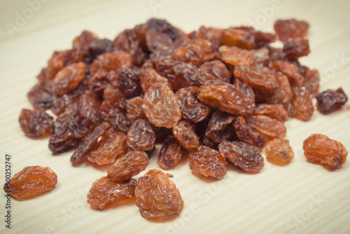 Fresh healthy raisins containing vitamins and minerals. Nutritious eating
