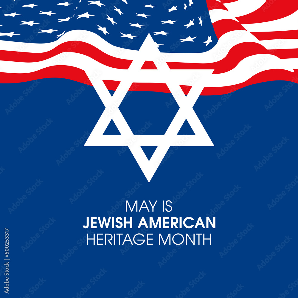 May is Jewish American Heritage Month vector. Star of David and