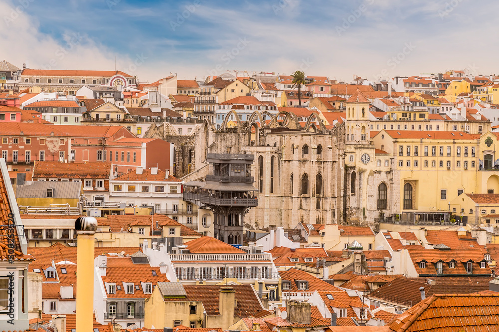 A view from the Alfama distict in the city of Lisbon on a spring day