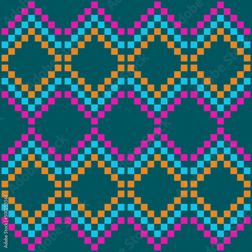 vintage square colourful fabric pattern