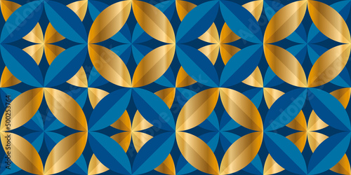Luxury gold and blue geometry seamless pattern