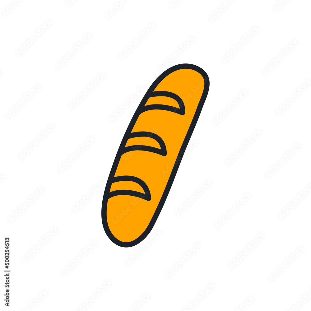 Loaf of bread icon. Bakery and pastry isolated line color icons Loaf of bread icon. Bakery and pastry isolated line color icons