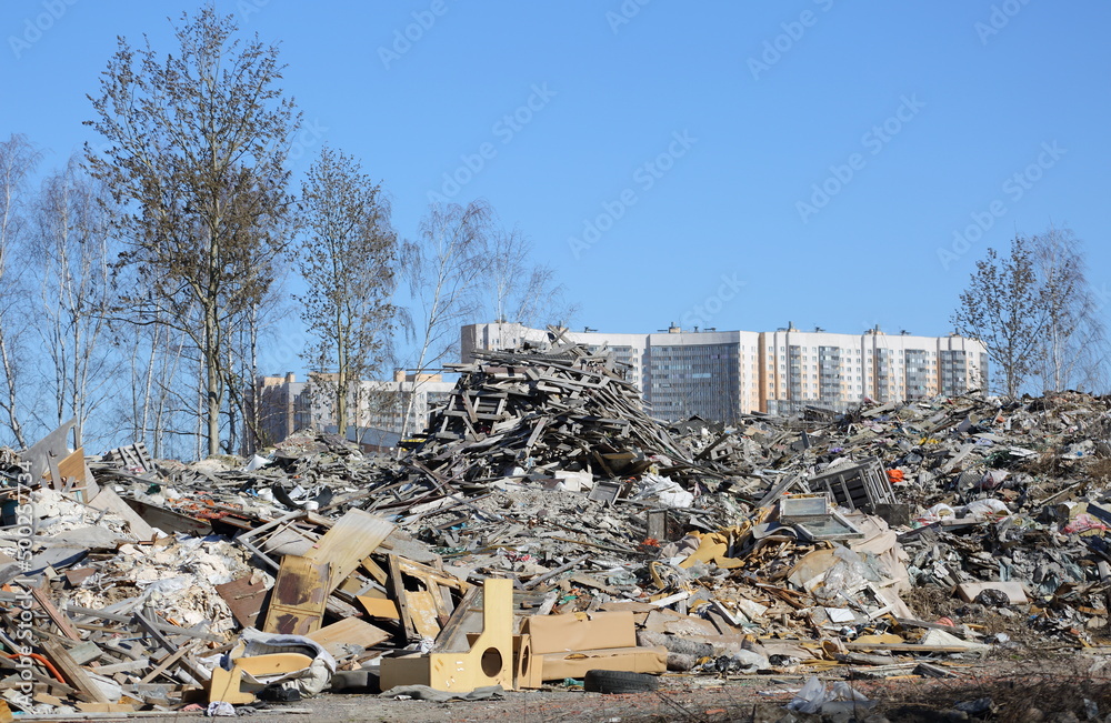 Waste dump on the outskirts of the city, Dal'nevostochny Prospekt, St