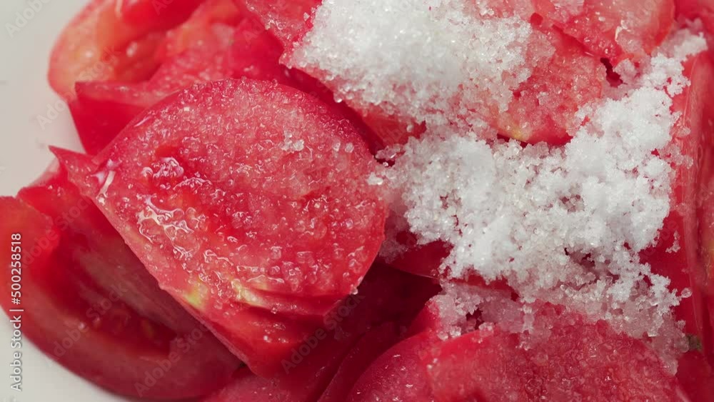 Simple Home Dessert Cold Vegetables Tomatoes Mixed with Sugar