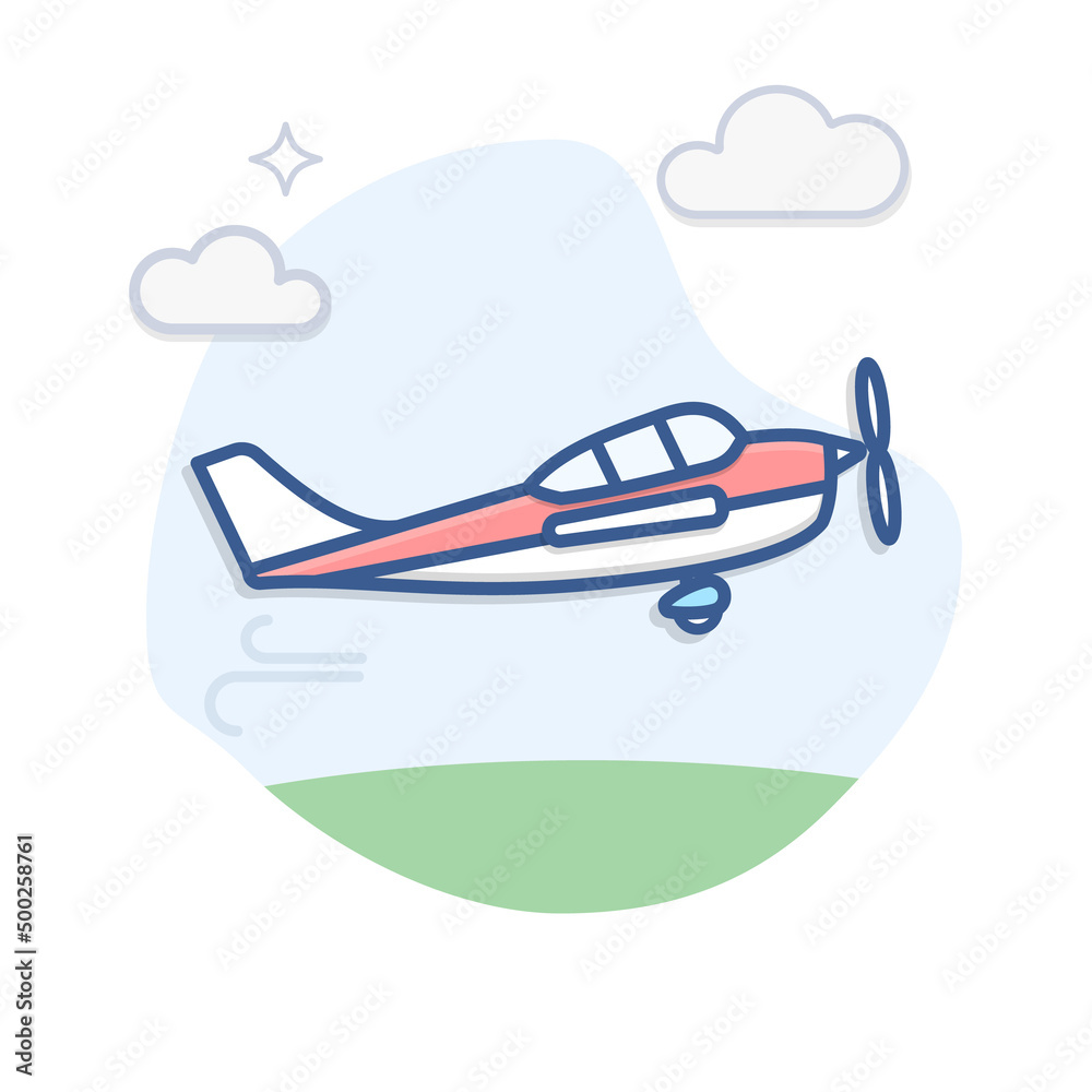 Aircraft Flat Outline Vector Illustration. Airplane Flying Icon.