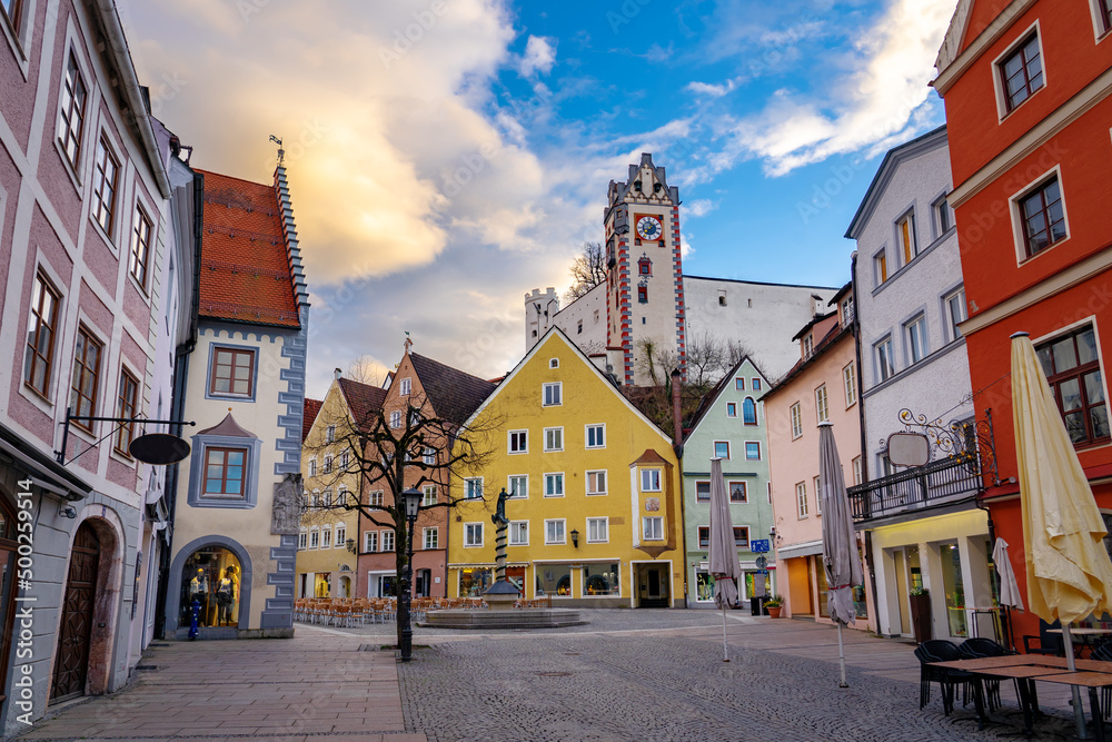 Beautiful colorful romantic city of Fussen Germany