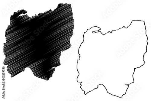 Wilczek Land island (Russia, Russian Federation, Franz Josef Land archipelago) map vector illustration, scribble sketch Wilczek Land map