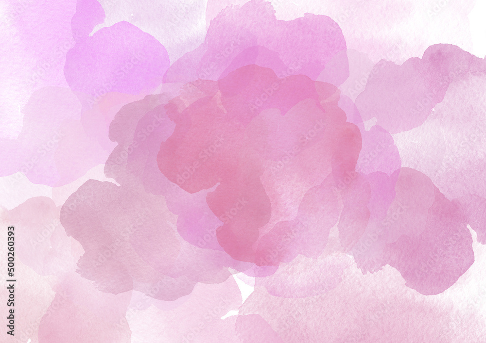 Watercolor abstract Background. Autumn colorful Pink clouds on white background