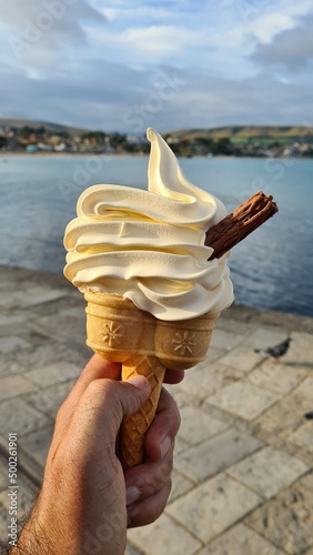 Ice cream cone with chocolate