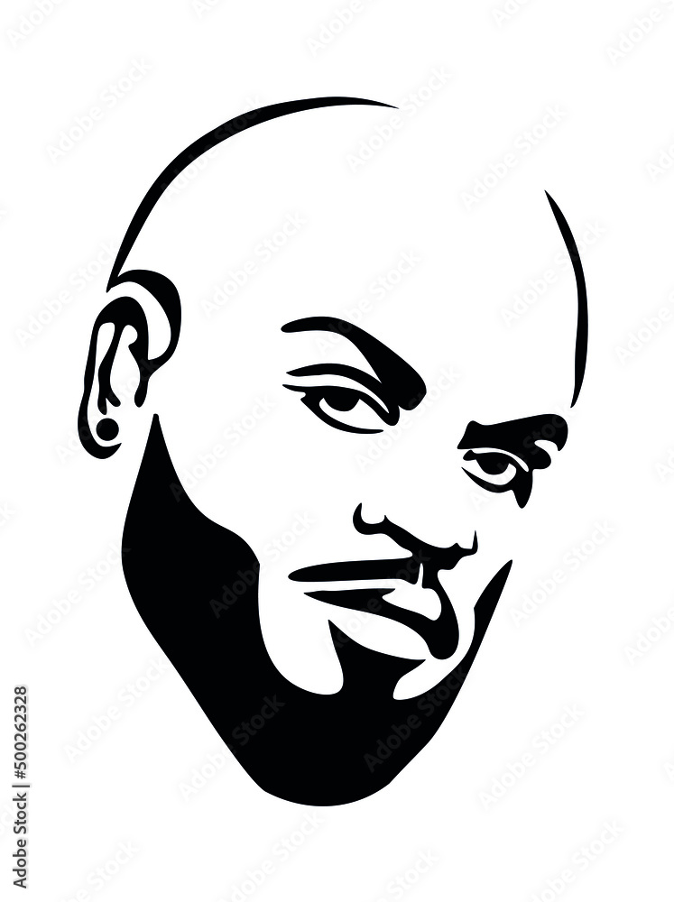 Bald black african american afro male face portrait vector silhouette  without Mohawk dreadlocks curls hair style, bearded man head   wall sticker decal. Cricut. Barber shop. Stock Vector |  Adobe Stock