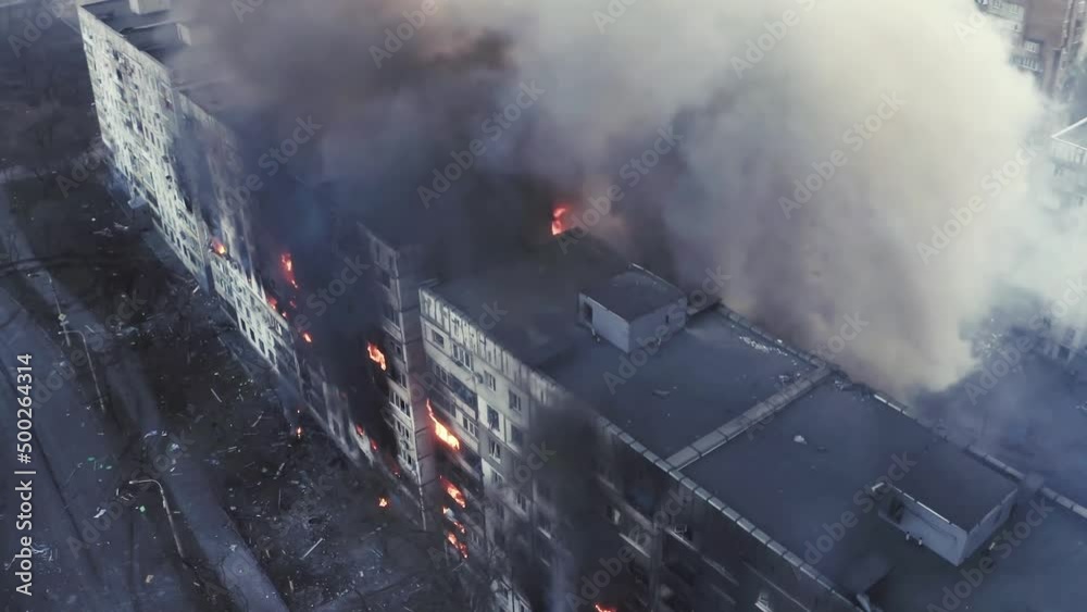 Aerial footage of bombing of Kyiv. House explosions in Ukraine. Real War.