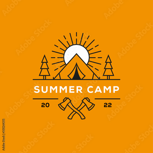 Summer camp vector logo.