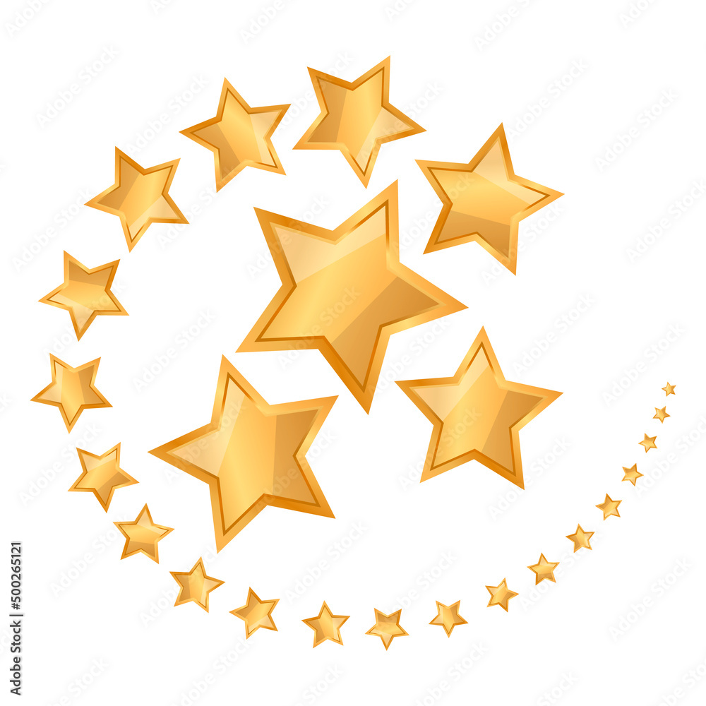 Rising wave of stars, a set of golden stars in the form of a wave. Vector illustration. Rising wave of stars, a set of golden stars in the form of a wave. Vector illustration.
