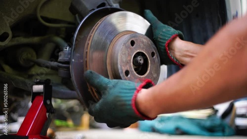 Car brakes are damaged. brake assist repair. car maintenance