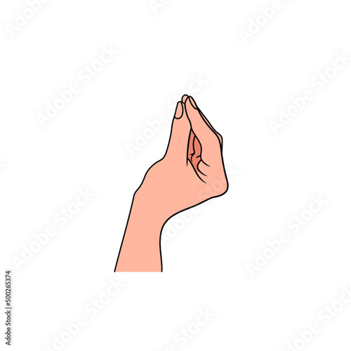 Vector Italian Hand Gesture Isolated on WHite Background Icons, Delicious Food Concept, Italian Cousine, Gesturing Drawing, Colored Hand.