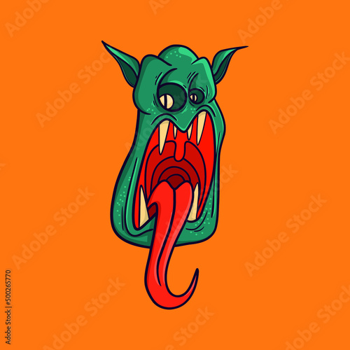 Funny gargoyle. Vector illustration, mascot for design or textile print