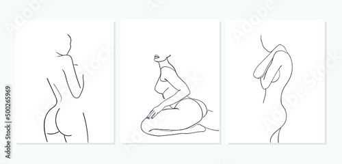 Abstract minimalistic female bodies. Modern single line art. - Vector illustration