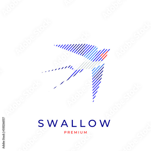 Logo illustration of the line components that make up the swallow