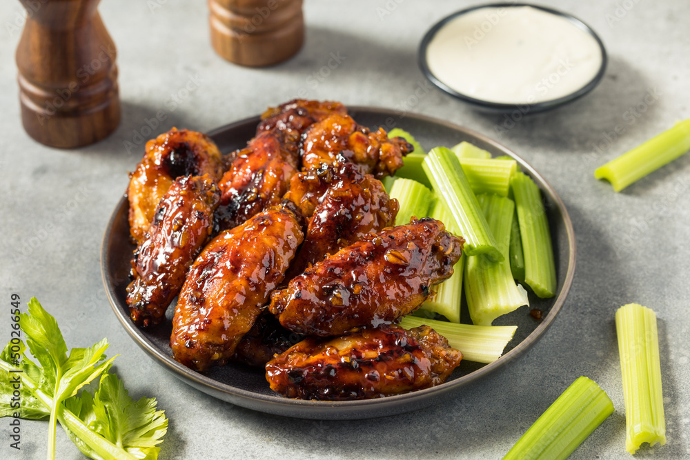 Fototapeta premium Homemade Asian Honey Garlic Chicken Wings