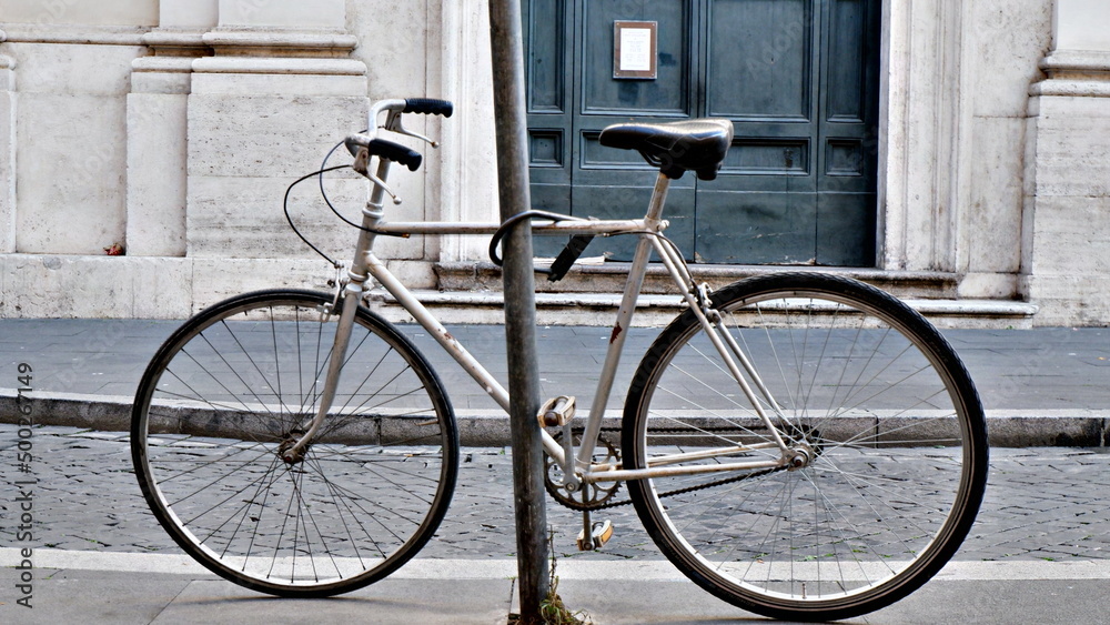 vintage bicycle in the city center