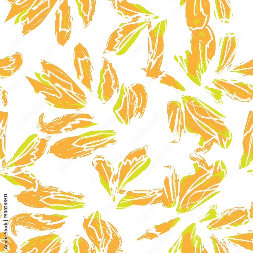 Brush Strokes Leaf Seamless Pattern Design