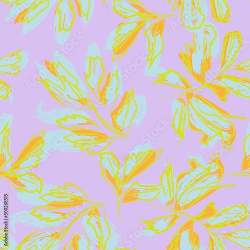 Brush Strokes Leaf Seamless Pattern Design