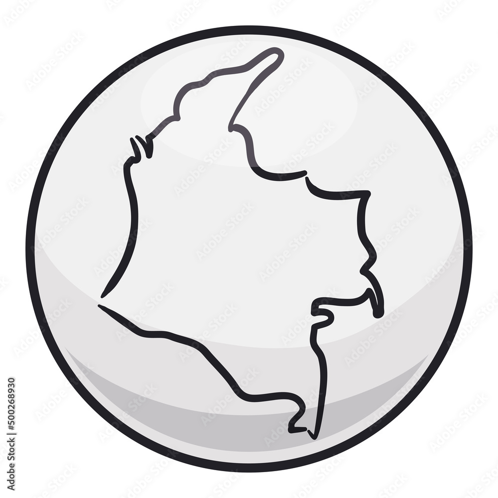Round button with Colombia's map inside of it, Vector illustration Round button with Colombia's map inside of it, Vector illustration