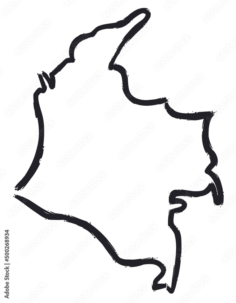 Colombia's map with bold outlines like brush strokes, Vector illustration Colombia's map with bold outlines like brush strokes, Vector illustration