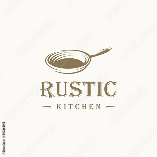 Cast Iron Skillet logo - vector illustration, Cast Iron Skillet for traditional food dishes cuisine classic restaurant kitchen logo design.