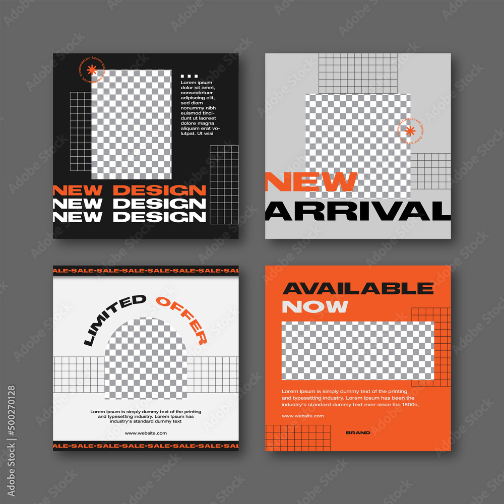 Naklejka premium Set of editable templates for social media post, fashion sale, advertisement, and business promotion, fresh design and minimalist concept