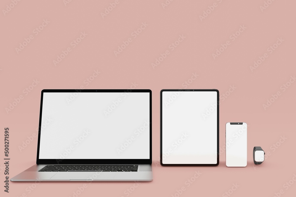 Mockup of mobile gadget on pink background