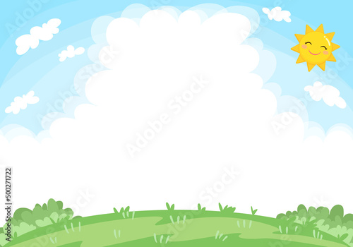 Cute nature landscape vector suitable for kids background and illustration with copy space.