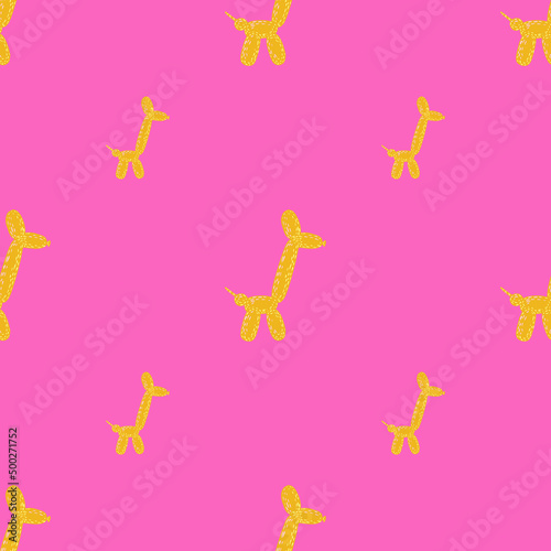 Seamless pattern balloon dogs. Background of circus bubble animal in doodle style.