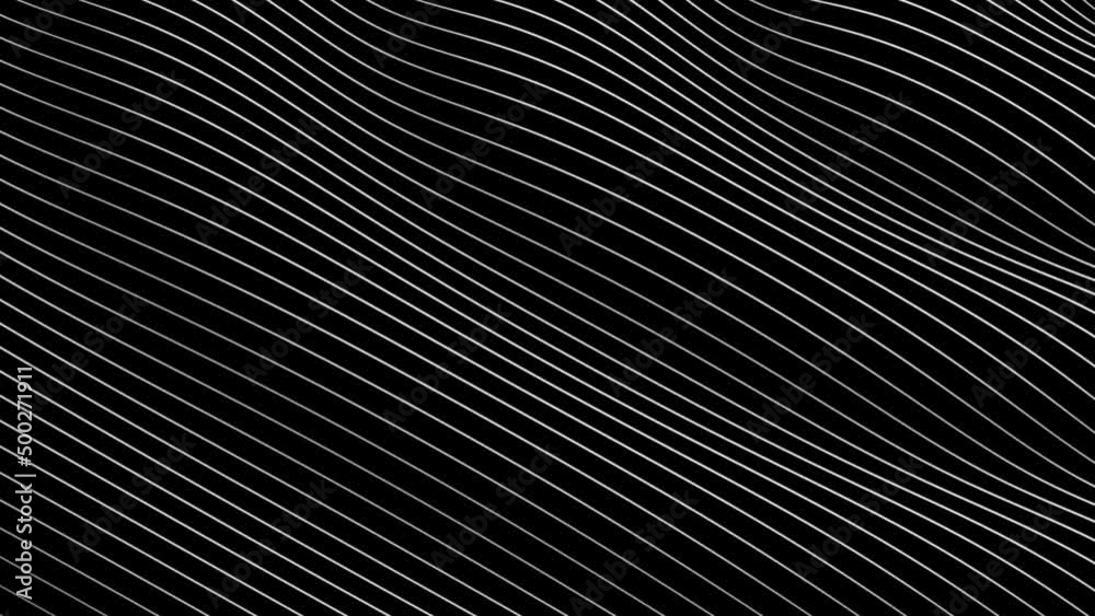 Waves of white stripes on a black background. Abstract loop animation 4k Waves of white stripes on a black background. Abstract loop animation 4k