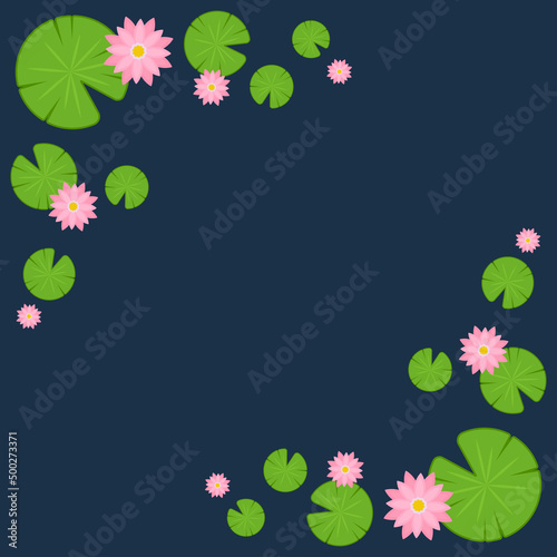 Lily pad and Lotus vector. wallpaper. free space for text. background. poster. lotus flower.