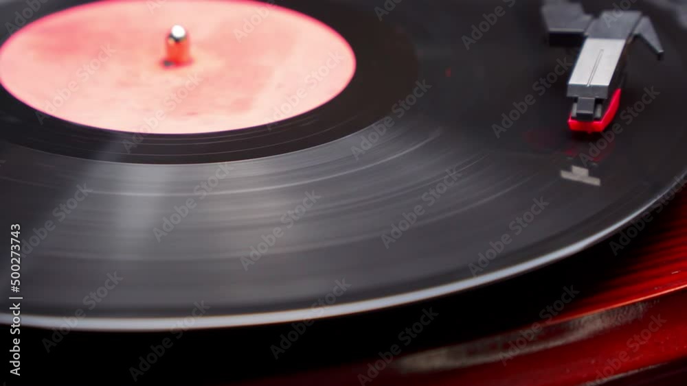 Vinyl record player in action. Old school style cinemagraph loop vinyl ...