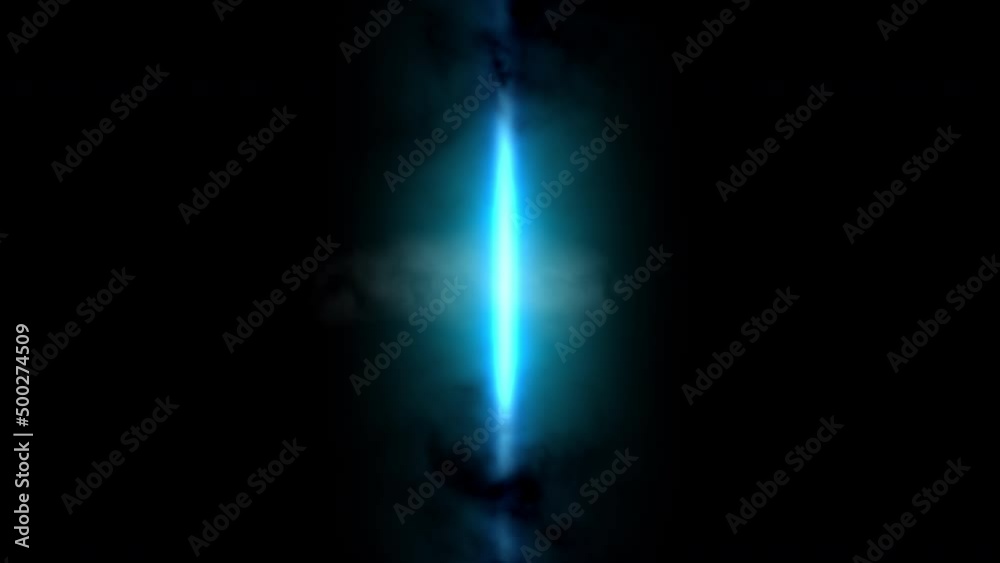 Abstract glowing background blue bright flashing neon lines with the effect of electric flashes in smoke, moving mystic steam, design template, smoky pattern, loop stock video.