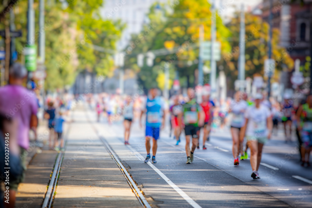 marathon runners in the city