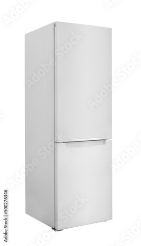 White fridge isolated on white background.