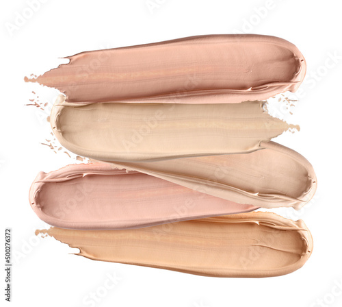 Makeup foundation, cosmetic cream smear isolated on white background.