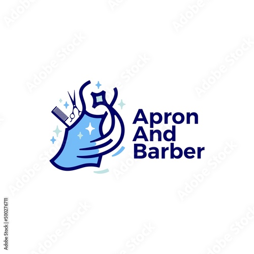 Apron and barber shop scissors hair cut care salon logo vector icon illustration © gaga vastard