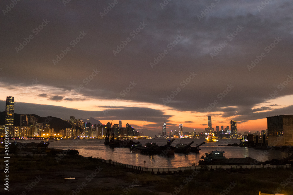 Fototapeta premium sunset over the port